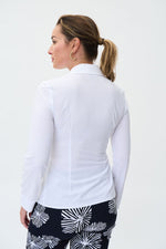 Joseph Ribkoff Optic White Stretch Woven Wrap Blouse Style 231018