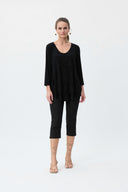 Joseph Ribkoff Black V-Shape Neckline Flared Tunic Style 231019