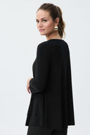 Joseph Ribkoff Black V-Shape Neckline Flared Tunic Style 231019