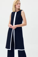 Joseph Ribkoff Midnight Blue/Vanilla Sleeveless Tunic Style 231032