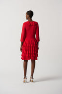 Joseph Ribkoff Magma Red Silky Knit Flounce Wrap Dress Style 231081