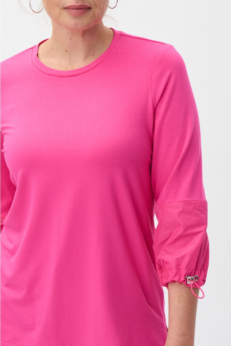 Joseph Ribkoff Dazzle Pink Three-Quarter Puff Sleeves Top Style 231117