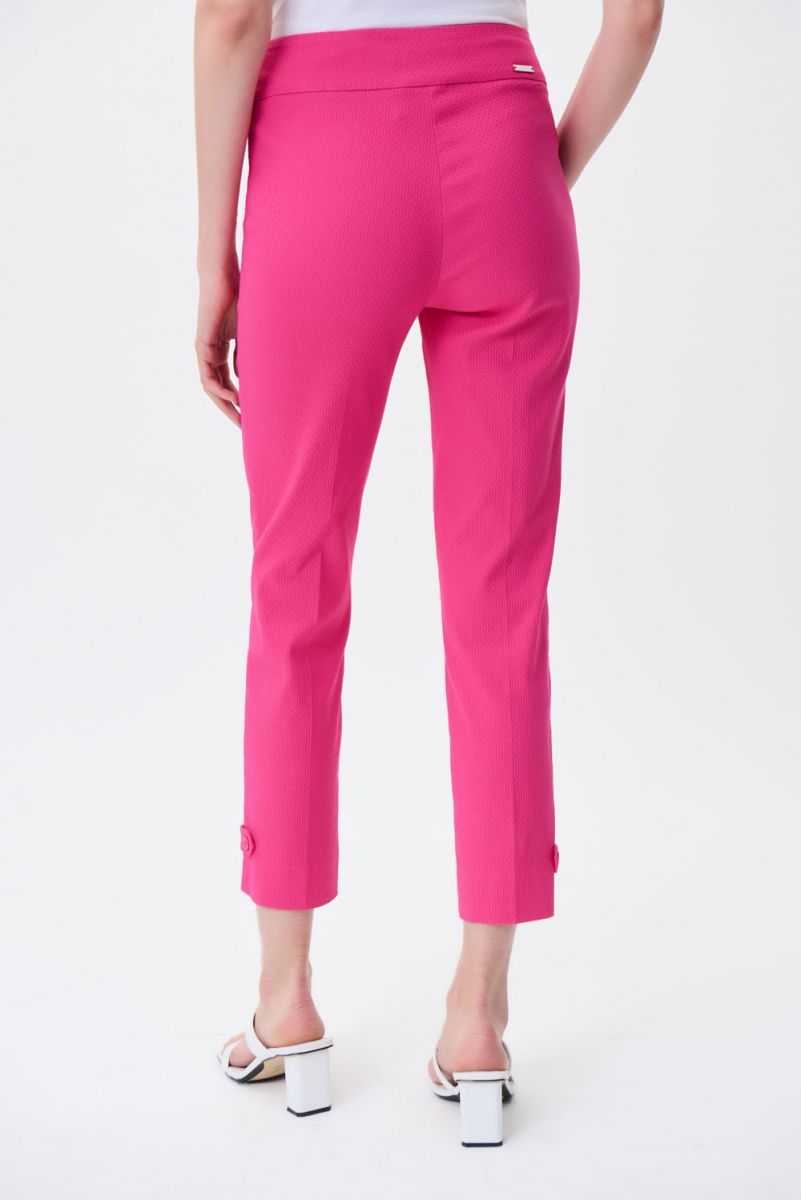 Joseph Ribkoff Dazzle Pink Woven Jacquard Cropped Pull-On Pants Style 231118