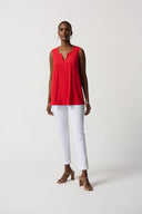 Joseph Ribkoff Magma Red Sleeveless A-Line Top Style 231137