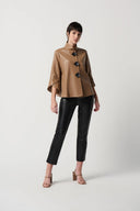 Joseph Ribkoff Black Solid Leatherette Cropped Pull-On Pants Pants Style 231151