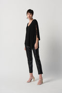 Joseph Ribkoff Black Asymmetrical Cut Flared Tunic Style 231156