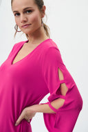 Joseph Ribkoff Dazzle Pink Asymmetrical Cut Flared Tunic Style 231156