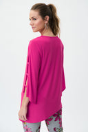 Joseph Ribkoff Dazzle Pink Asymmetrical Cut Flared Tunic Style 231156
