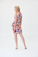 Joseph Ribkoff Beige/Multi Flower Print Wrap Dress Style 231172