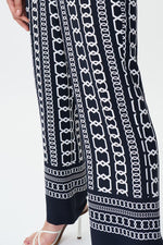 Joseph Ribkoff Midnight Blue/Multi Chain Border Print Wide-Leg Pants Style 231198