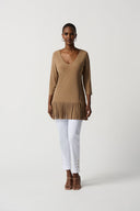 Joseph Ribkoff Tiger's Eye Fringed Hem Tunic Style 231232