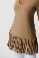 Joseph Ribkoff Tiger's Eye Fringed Hem Tunic Style 231232