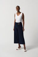 Joseph Ribkoff Midnight Blue Solid Silky Knit Culotte Pants Style 231251