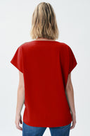 Joseph Ribkoff Magma Red V-Neck Top Style 231291