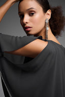 Joseph Ribkoff Black Chiffon Poncho-Style V-Neck Top Style 231720