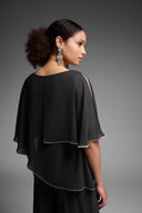 Joseph Ribkoff Black Chiffon Poncho-Style V-Neck Top Style 231720