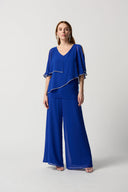 Joseph Ribkoff Royal Sapphire Chiffon Poncho-Style V-Neck Top Style 231720