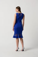 Joseph Ribkoff Royal Sapphire Scuba Crepe And Mesh Trumpet Dress Style 231729