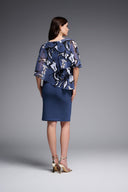 Joseph Ribkoff Blue/Multi Chiffon Overlay Dress Style 231731