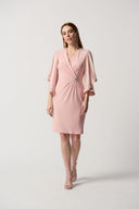 Joseph Ribkoff Rose Foiled Chiffon Wrap Dress Style 231747