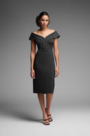 Joseph Ribkoff Black Off-The-Shoulder Sheath Dress Style 231756