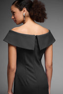 Joseph Ribkoff Black Off-The-Shoulder Sheath Dress Style 231756