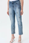 Joseph Ribkoff Vintage Blue Embroidered Cropped Jeans Style 231917