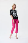 Joseph Ribkoff Dazzle Pink Frayed Hem Cropped Jeans Style 231925