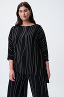 Joseph Ribkoff Black/Vanilla Asymmetrical Abstract Print Tunic Style 231936
