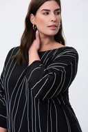 Joseph Ribkoff Black/Vanilla Asymmetrical Abstract Print Tunic Style 231936