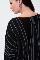 Joseph Ribkoff Black/Vanilla Asymmetrical Abstract Print Tunic Style 231936