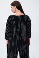 Joseph Ribkoff Black/Vanilla Asymmetrical Abstract Print Tunic Style 231936