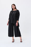 Joseph Ribkoff Black/Vanilla Abstract Print Knit Culotte Pants Style 231939