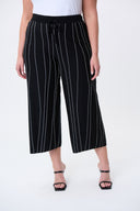 Joseph Ribkoff Black/Vanilla Abstract Print Knit Culotte Pants Style 231939