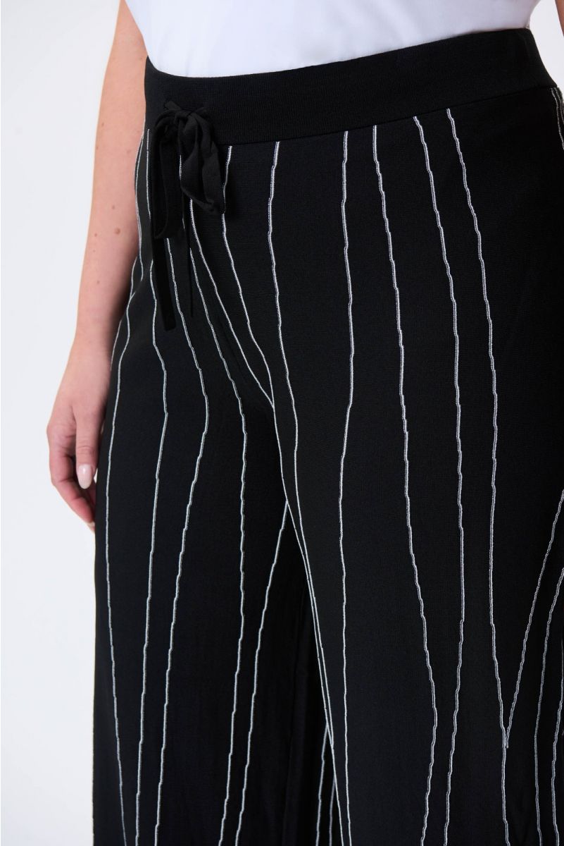 Joseph Ribkoff Black/Vanilla Abstract Print Knit Culotte Pants Style 231939