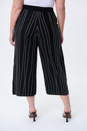 Joseph Ribkoff Black/Vanilla Abstract Print Knit Culotte Pants Style 231939