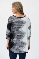 Joseph Ribkoff Black/Vanilla Monochromatic Print Boat Neck Sweater Style 231940