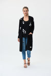 Joseph Ribkoff Black/Vanilla Knit Long Sleeve Floral Print Cardigan Style 231942