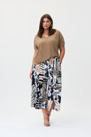 Joseph Ribkoff Tiger's Eye V-Neck Short Sleeve Top With Studs Style 232024