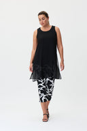 Joseph Ribkoff Black Silky Knit and Chiffon Tunic Style 232028