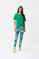 Joseph Ribkoff Foliage Knit Boxy Top With Front String Style 232030