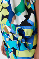 Joseph Ribkoff Black/Multi Tropical Print Boxy Top With Sash Style 232031