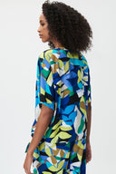 Joseph Ribkoff Black/Multi Tropical Print Boxy Top With Sash Style 232031