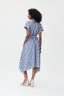 Joseph Ribkoff Blue/White Fit and Flare Striped Flowy Dress Style 232038
