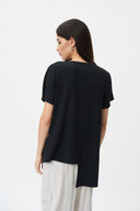 Joseph Ribkoff Black/Moonstone Asymmetrical Color-Blocked Top Style 232060