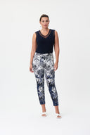Joseph Ribkoff Vanilla/Multi Tropical Print Slim-Fit Pants Style 232085