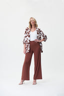 Joseph Ribkoff Espresso Wide-Legged Shirred Woven Pants Style 232105