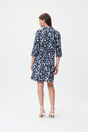 Joseph Ribkoff Blue/Vanilla Dot Print Dress Style 232122
