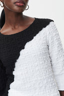 Joseph Ribkoff Black/White Boat Neckline Color-Block Tunic Style 232160