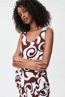 Joseph Ribkoff Brown/Vanilla Abstract Print Sleeveless Dress Style 232165